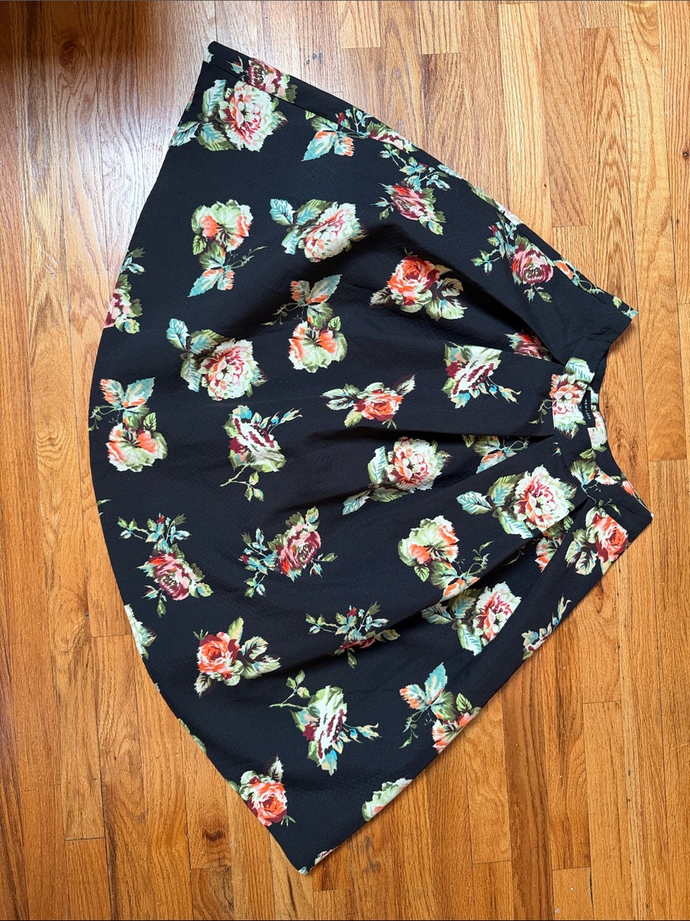 New Look Black Floral Circle Skirt